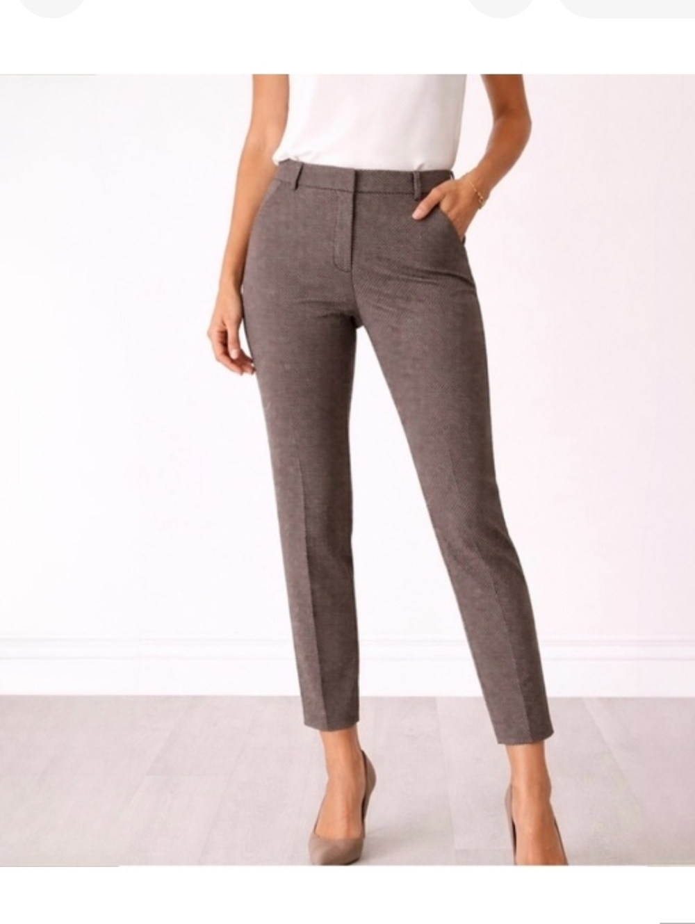 Loft Zoe Ankle Cotton Blend Chino Pants Tailored Mauve Taupe Size 10